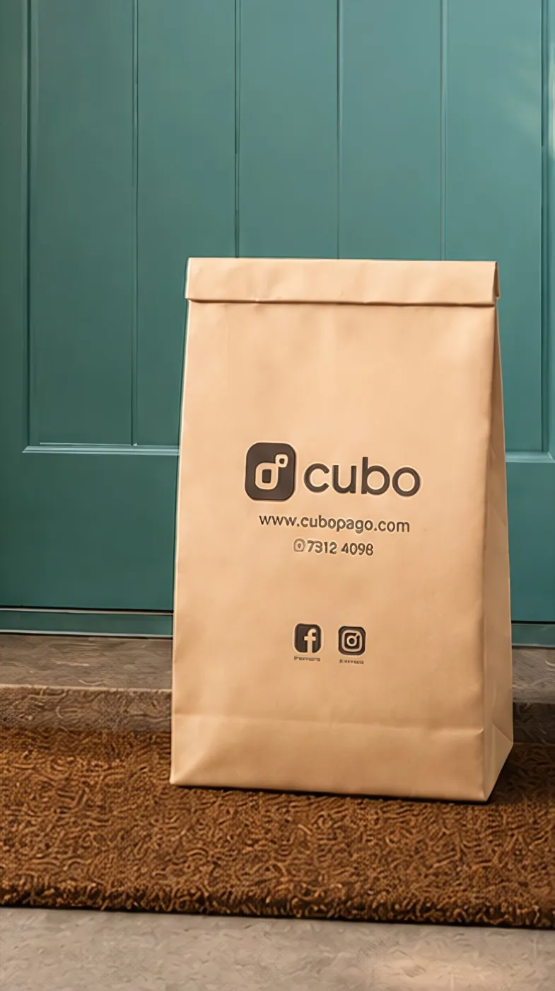 Bolsa de Cubo entregada en la puerta de un negocio